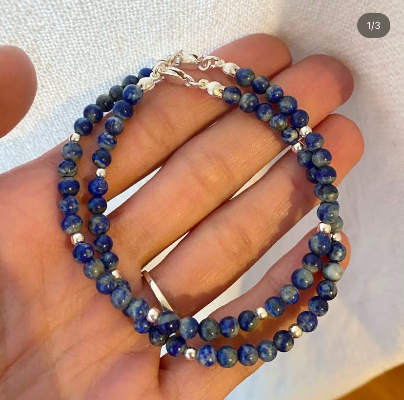 PULSERA LAPIZLAZULI CON PLATA 925