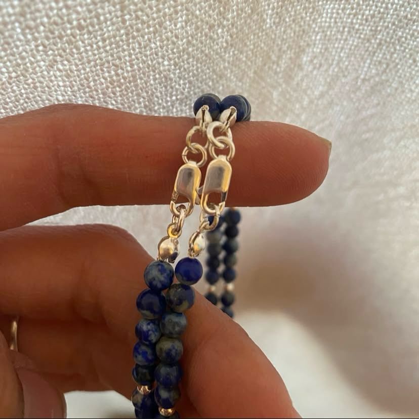 PULSERA LAPIZLAZULI CON PLATA 925