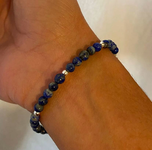 PULSERA LAPIZLAZULI CON PLATA 925